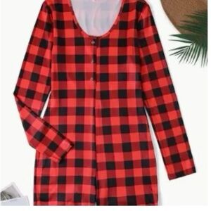 Red and Black Plaid Long Sleeve Top